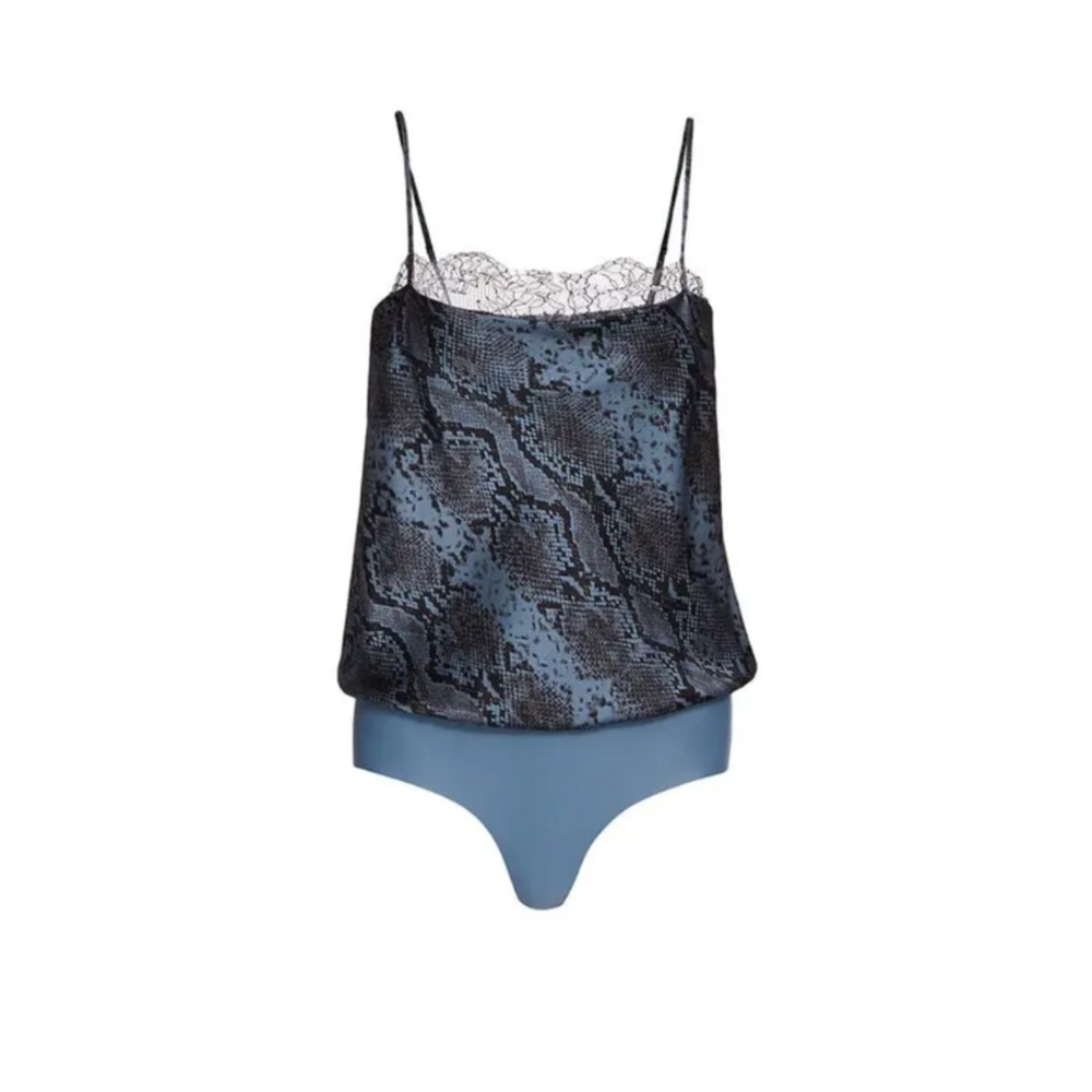 m medium new cami nyc romi snake skin silk blend camisole bodysuit tank top